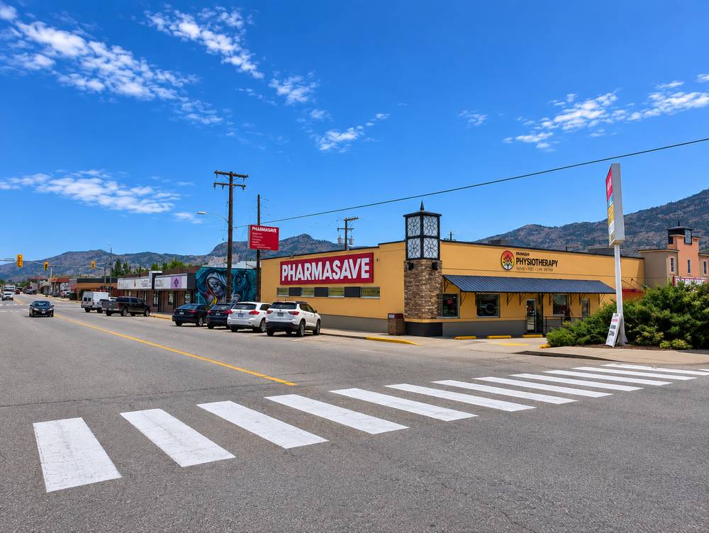 Pharmasave and physiotherapy clinic on Main Street, downtown Osoyoos