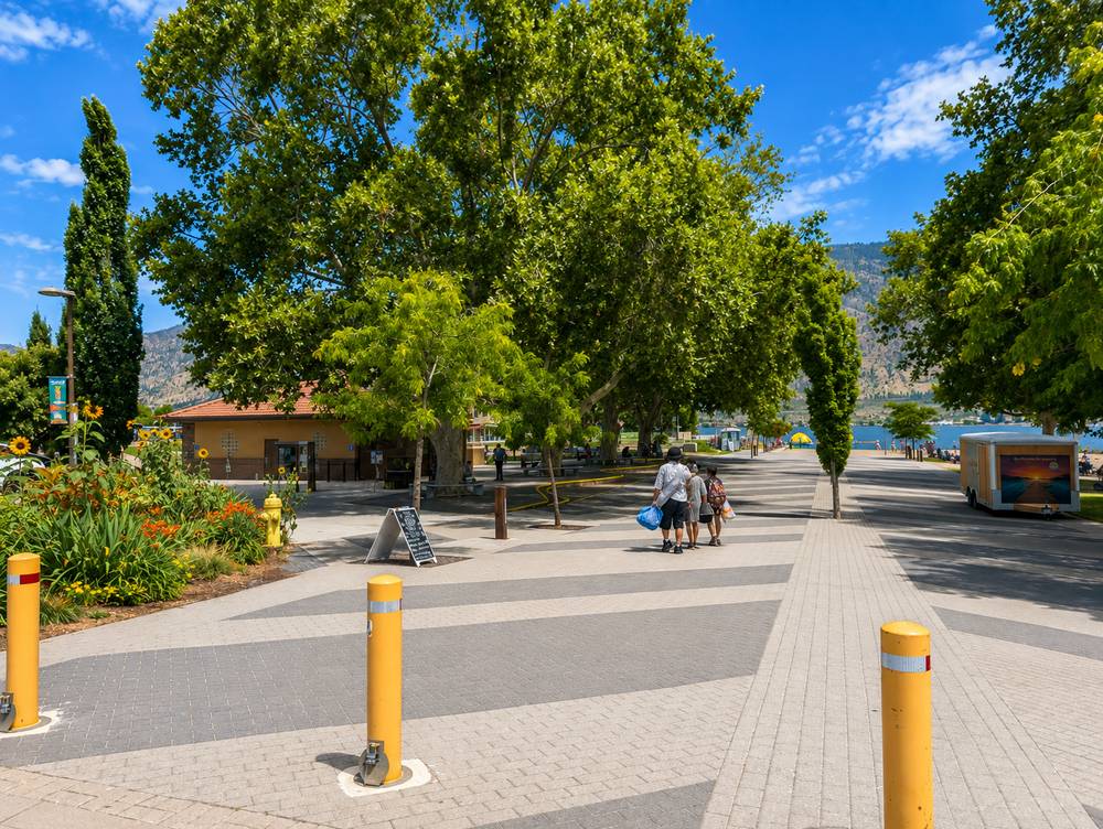 Boardwalk path through Gyro Park toward the beach, Osoyoos