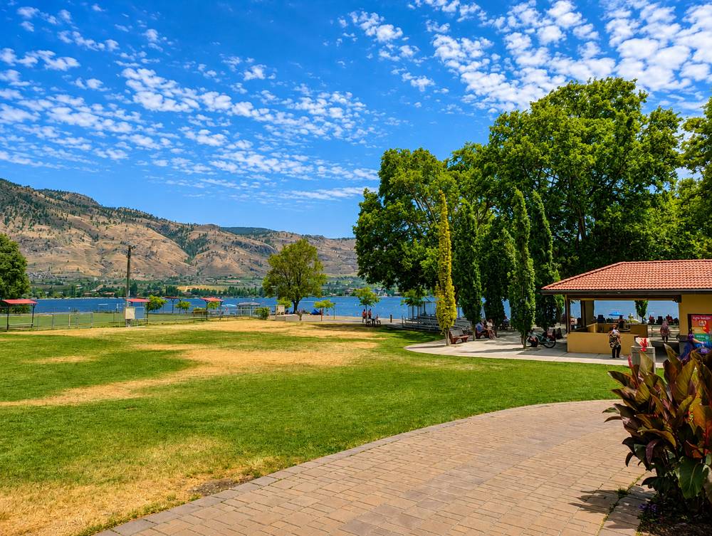 Gyro Park open lawn and sports fields along Osoyoos Lake